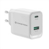 CARICATORE PD USB 2-PORTE 45W GaN, 1x USB-C, 1x USB-A, QC 3.0, PPS, PD 3.0