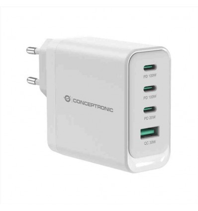 CARICATORE PD USB 4-PORTE 100W GaN, 3x USB-C, 1x USB-A, QC 3.0, PPS, PD 3.0