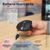 OZAA MOUSE WIRELESS RICARICABILE SILENZIOSO CON DOPPIA CONNESSIONE BT + WL 2,4GHZ - 60% PLASTICA RICICLATA - NERO