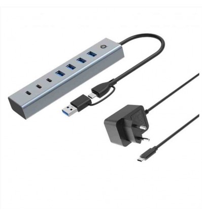 HUB USB 3.0 7 PORTE con alimentatore, 5Gbps, 3x USB-C, 4x USB-A