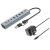 HUB USB 3.0 7 PORTE con alimentatore, 5Gbps, 3x USB-C, 4x USB-A