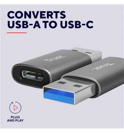 CALYX CONFEZIONE DA 2 ADATTATORI USB-A A USB-C - GRIGIO