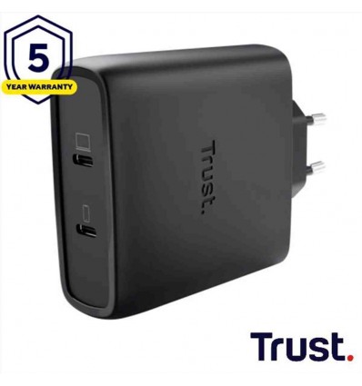 MAXO ALIMENTATORE 2 PORTE USB-C GAN 100W - PLASTICA RICICLATA 50% - NERO