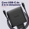 MAXO ALIMENTATORE 2 PORTE USB-C GAN 100W - PLASTICA RICICLATA 50% - NERO