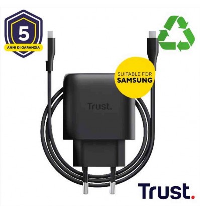 ALIMENTATORE 45W USB-C PER SMASUNG - PLASTICA RICICLATA 50% - TRUST MAXO F/SAMSUNG NERO