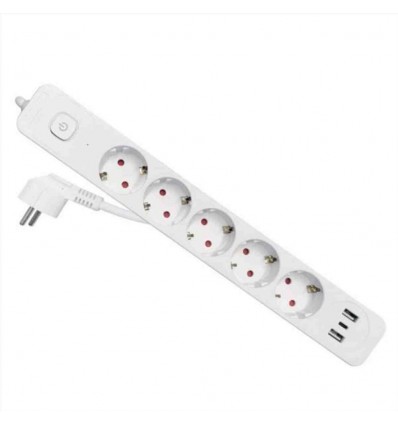 EQUIP - MULTIPRESA 5-SCHUKO e con 3 USB (1C + 2A), tasto on/off, protezione bambini