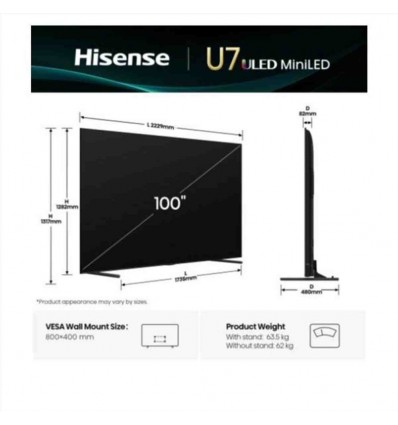 100 U7Q MINI LED 4K UHD SMART VIDAA REFRESH RATE 165HZ