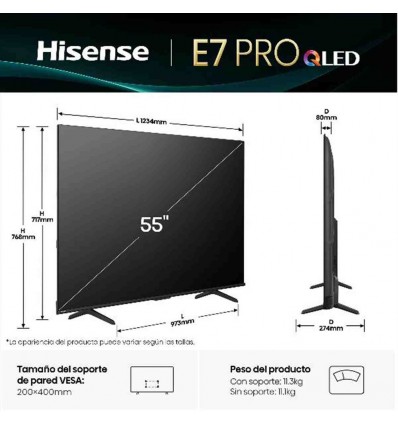 55 E7Q PRO QLED 4K UHD SMART VIDAA REFRESH RATE 144HZ