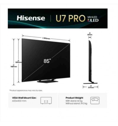 85 U7Q PRO MINI LED 4K UHD SMART VIDAA REFRESH RATE 165HZ