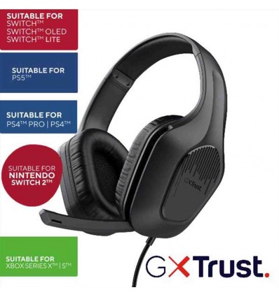 CUFFIE GAMING CABLATE JACK 3,5MM PER CONSOLE, DRIVER 50MM - TRUST GXT417 ZIROX - NERO