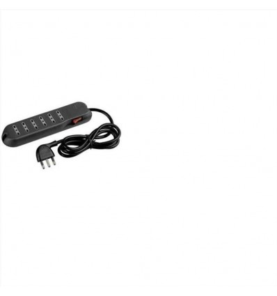 Multipresa- 6 Prese Bip. 10 16A con Cavo e Presa M. 16A - Inter. Lum. -Antracite