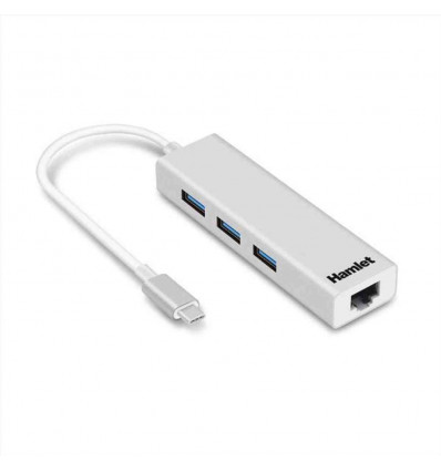 XHUB331TCL HUB USB-C con 3 PORTE USB 3.0 + LAN GIGABIT