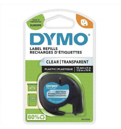 Nastro DYMO LT in plastica 12mmx4mt - Trasparente