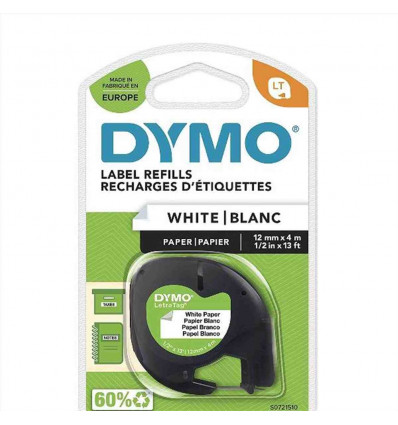 Nastro DYMO LT in carta 12mmx4mt - Bianco