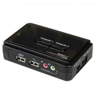 Switch KVM USB 2 porte nero con audio e cavi