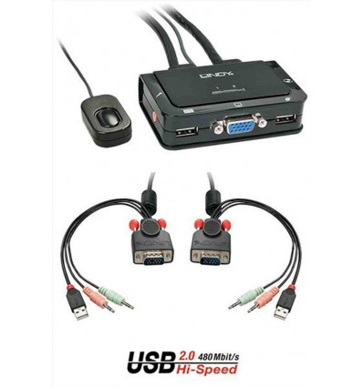 SWITCH KVM COMPACT VGA, USB 2.0+AUDIO