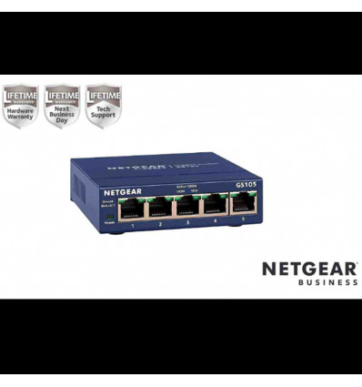 NETGEAR GS105GE Switch Unmanaged 5 porte Gigabit, Garanzia a vita e NBD