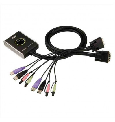 KVM cavo USB DVI audio a 2 porte con selettore porta remota