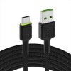 Cavo USB Green Cell GC Ray - USB-C 120cm, LED verde, ricarica rapida ultra Charge, QC 3.0