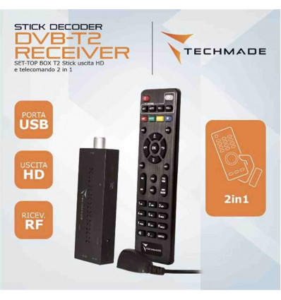 TECHMADE STICK DECODER DVB-T2 RECEIVER CON USCITA HD