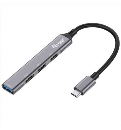 EQUIP - HUB 4-PORTE USB-C (1x USB 3.2 Gen 1 + 3x USB 2.0), Alluminio