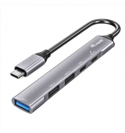 EQUIP - HUB 5-PORTE USB-C (1x USB 3.0, 2x USB 2.0, 1x USB-C PD 100W, 1x USB-C), Alluminio