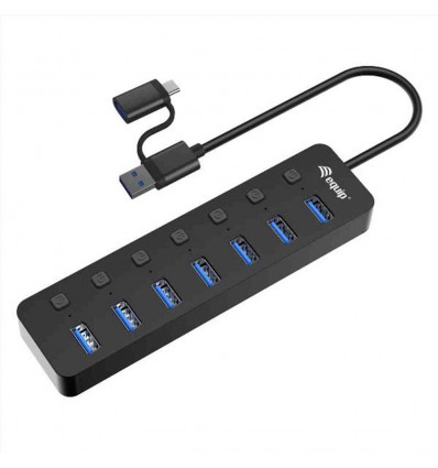 EQUIP - HUB 7-PORTE USB 3.2 Gen 1 con Interruttori, Alimentatore incluso