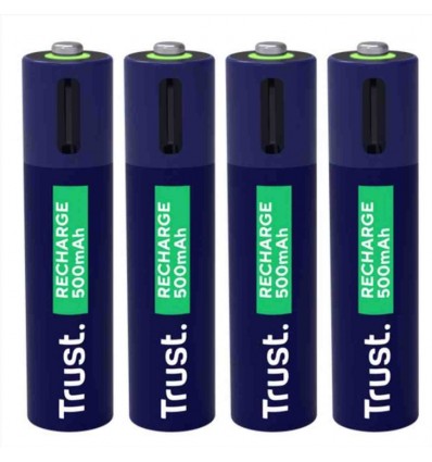 4 PZ BATTERIE AAA RICARICABILI VIA USB-C - BLU